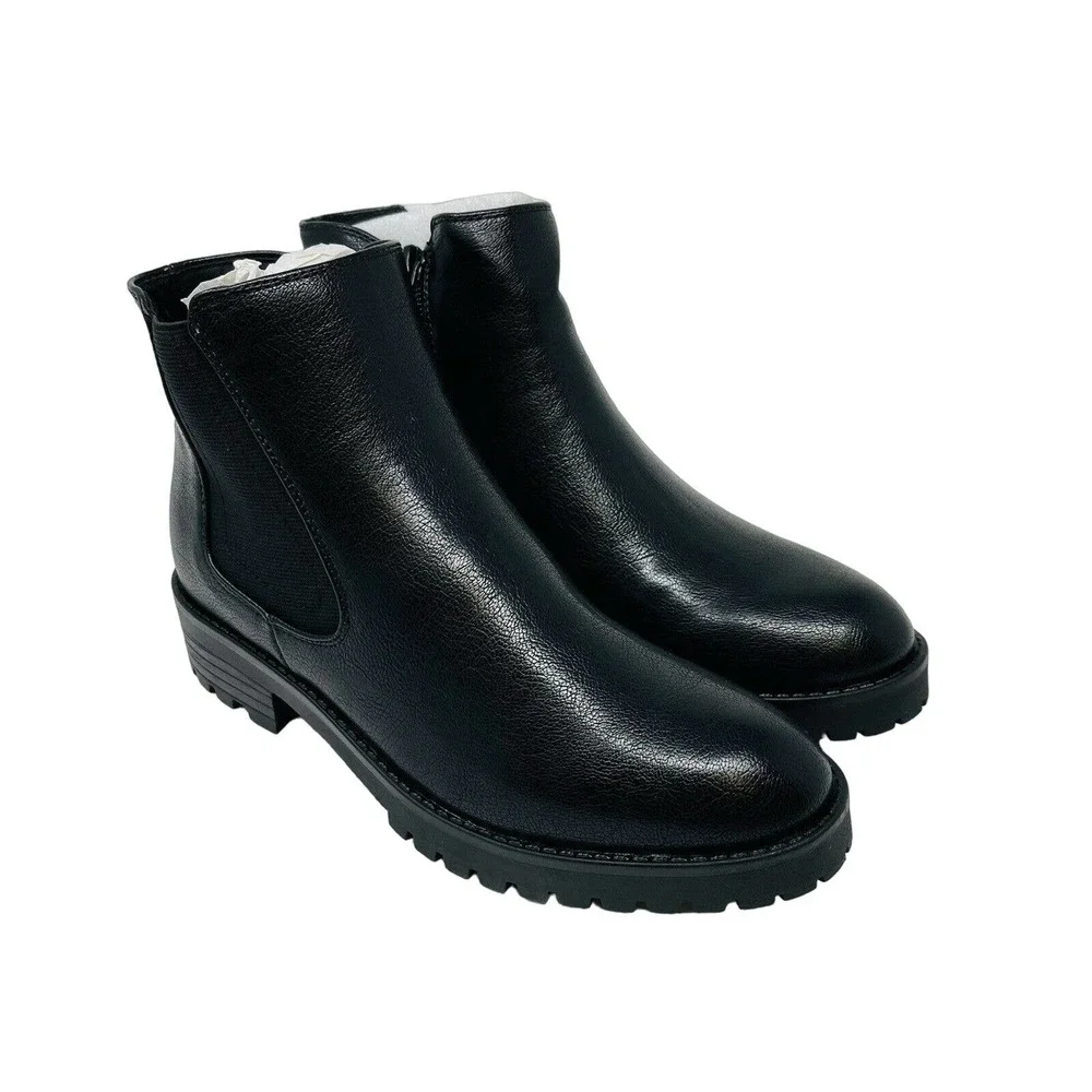 New Baretraps Womans Sz 5M Daytona Ankle Bootie Black Block Heel Leather‎ NIB